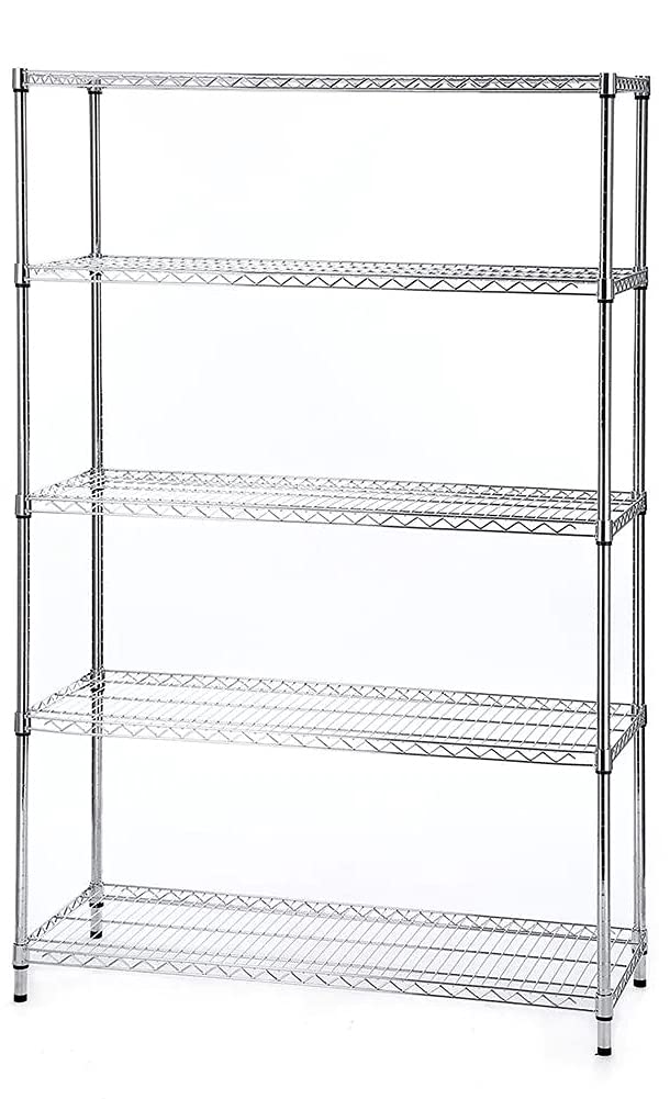 Regal Altair 14'' Deep x 36'' Wide x 72'' High 5 Tier Chrome Wire Shelving Unit | NSF Commercial Storage Rack Kit