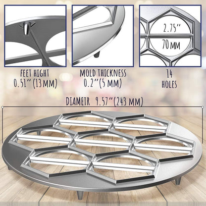 Vareniki & Pierogi Maker – Heavy-Duty 14-Slot Mold Press for Homemade Dumplings, Pierogi, Pastries, Samosas, Turnovers & More – Multi-Kitchen Tool for Global Recipes NEW