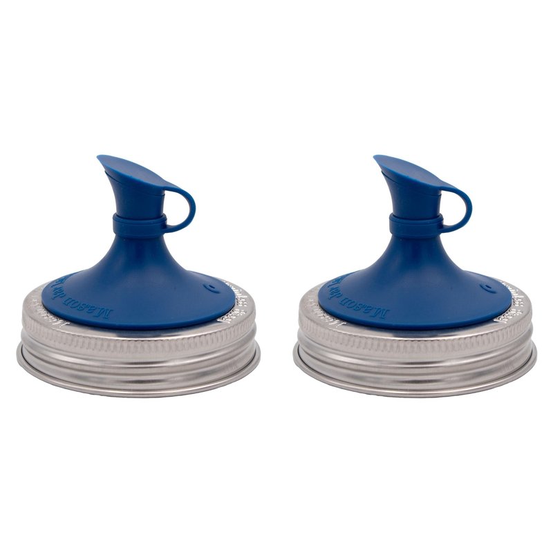 Deep Blue Oil Cruet Pour Spout Silicone Insert for Mason Jars (2 Pack, Regular Mouth)