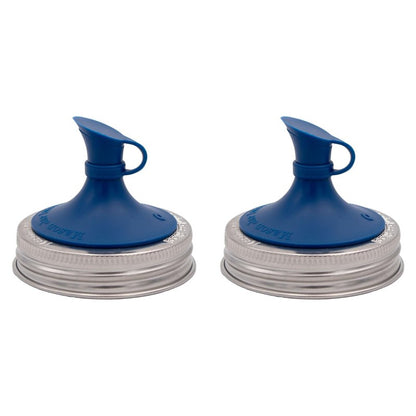 Deep Blue Oil Cruet Pour Spout Silicone Insert for Mason Jars (2 Pack, Regular Mouth)
