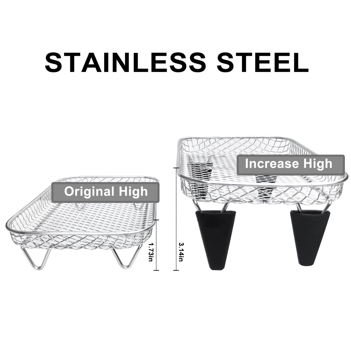 Upgrade 8inch Square Air Fryer Rack,Three Stacktable Dehydrator Rack,Square Air Fryer Accessories,Only Fit for Air fryer which inner size ≥8.7 inch(Square)