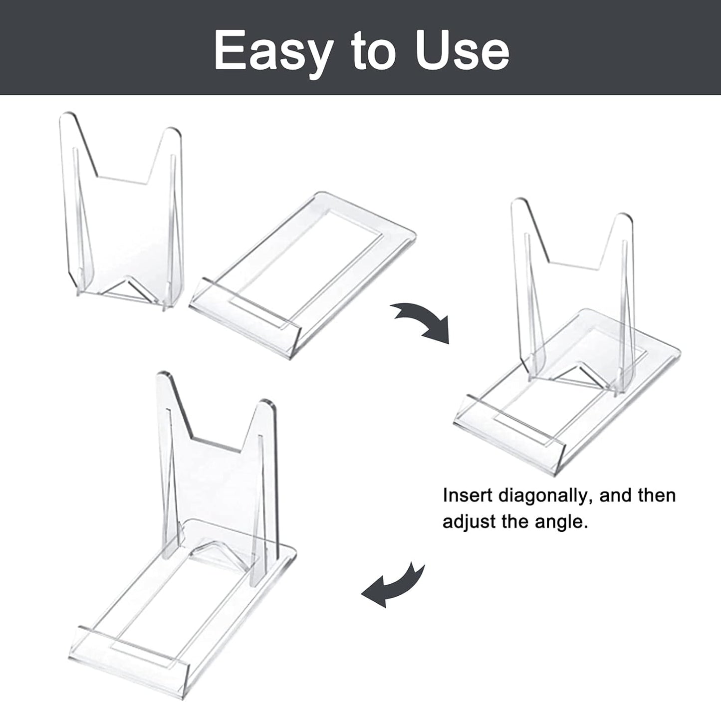 WANDIC Acrylic Plate Stands, 10 Pcs Mini Clear Plastic Display Holders Adjustable Easels for Flat Plates, Photos, Place