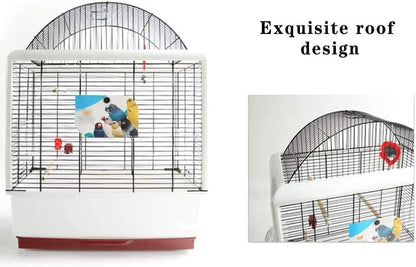 Professional Birdcage Pet Supplies Bird Carrier Gardening Decor Parrot Cages for Large Birds,Decorative Bird Cages Home Decor,Large Household Bird Cage,Luxury Budgerigar Cage(White)