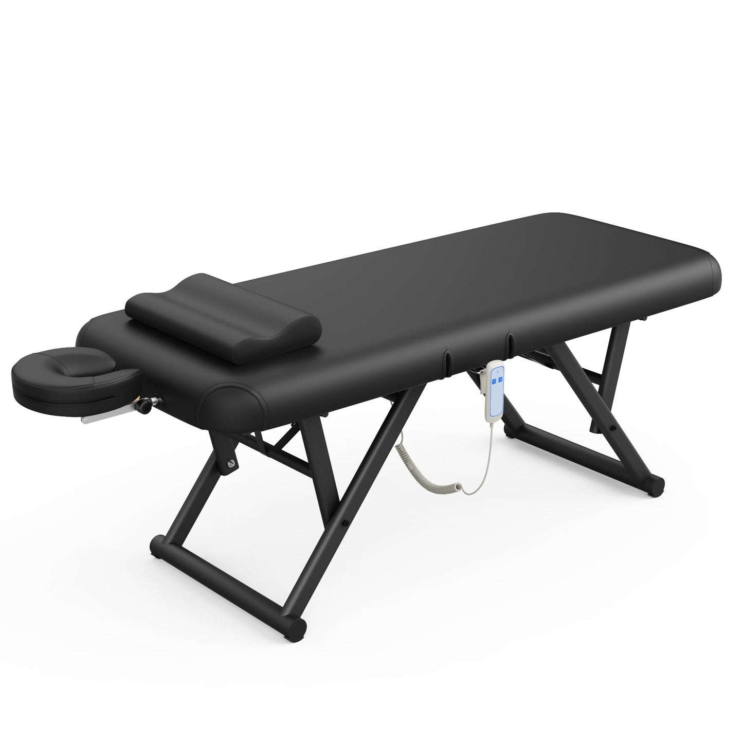 pouseayar Adjustable Massage Table with Face Pillow & Headrest, Sturdy and Solid, Silent and Easy to Adjust - Adjustable Backrest, Electric Leg Lifting, Black
