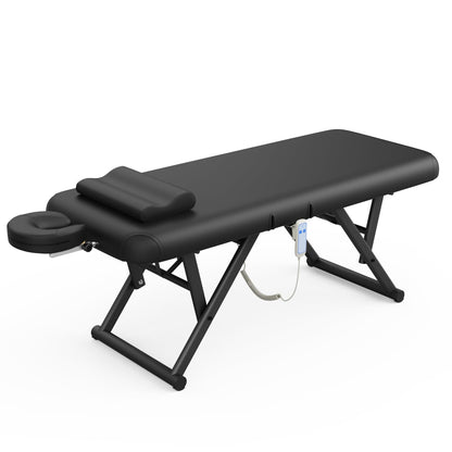 Dolonm Height Adjustable Massage Table with Face Pillow & Headrest for Treatment Table, Physical Therapy Table, Spa Facial Professional Massage Bed - Adjustable Backrest, Electric Leg Lifting, Black