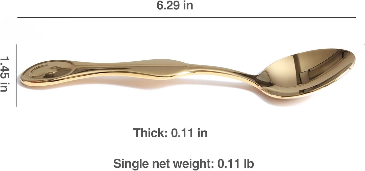 Premium Smiley Face Stainless Steel Dinner Spoon, Perfect for Soup, Coffee, Tea Delights (1 Gold, 1 Silver)