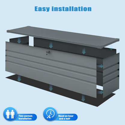 Zolyndo 260 Gallon Waterproof Outdoor Storage Box, Extra Large Outside Metal Deck Storage Box for Patio Cushions, Garden Tools, Pool Supplies