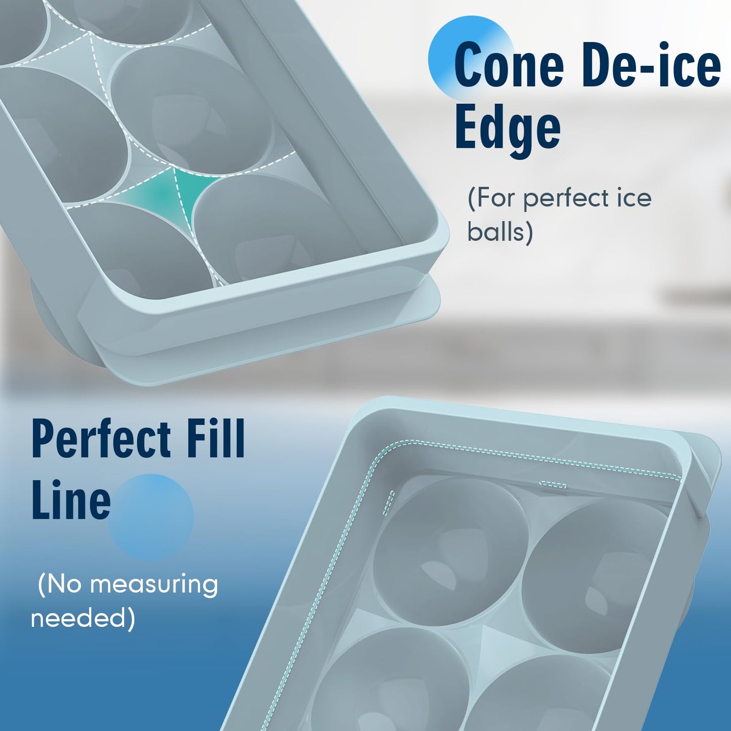 Large Ice Ball Maker Mold, 2.5" Round Ice Cube Mold for Whiskey Bourbon Cocktail, 8 Balls, Sphere Ice Mold, Big Ice Cube Tray with Container and Tongs, Easy to Fill & Release