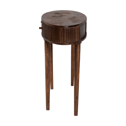 Baxton Studio Linore Fluted Wood Console Table - 2-Drawer Oval Accent Table for Living Room or Entryway