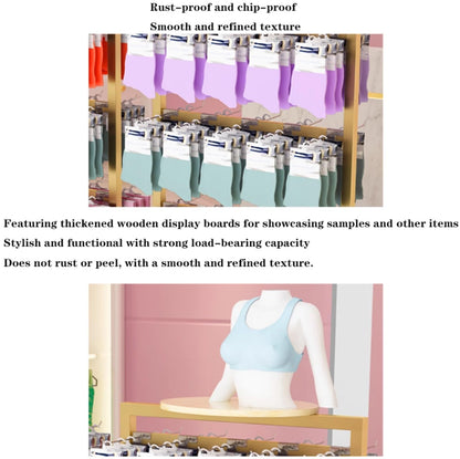 25.5 * 15.7 * 53in Sock Lingerie Bra Rack with Hook, Metal, Commercial Underwear Retail Display Stand, Freestanding Clothing Storage Shelf, for Farmers Markets, 4 Tier(White)