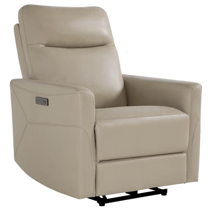 CHITA Genuine Leather Power Recliner Chair for Adults, Electric Wall Hugger Recliner for Small Spaces, Modern Living Room and RV Recliner Chair with Power Headrest & Charging Ports, Latte Tan
