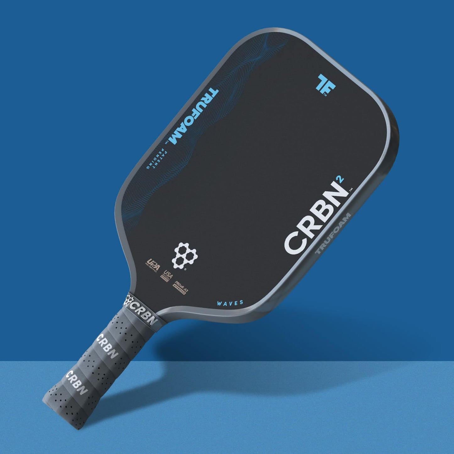 CRBN Pickleball - TruFoam Waves Paddle - Square - Carbon Fiber Pickleball Paddle - 100% Foam Core Designed for Maximum Power, 14mm