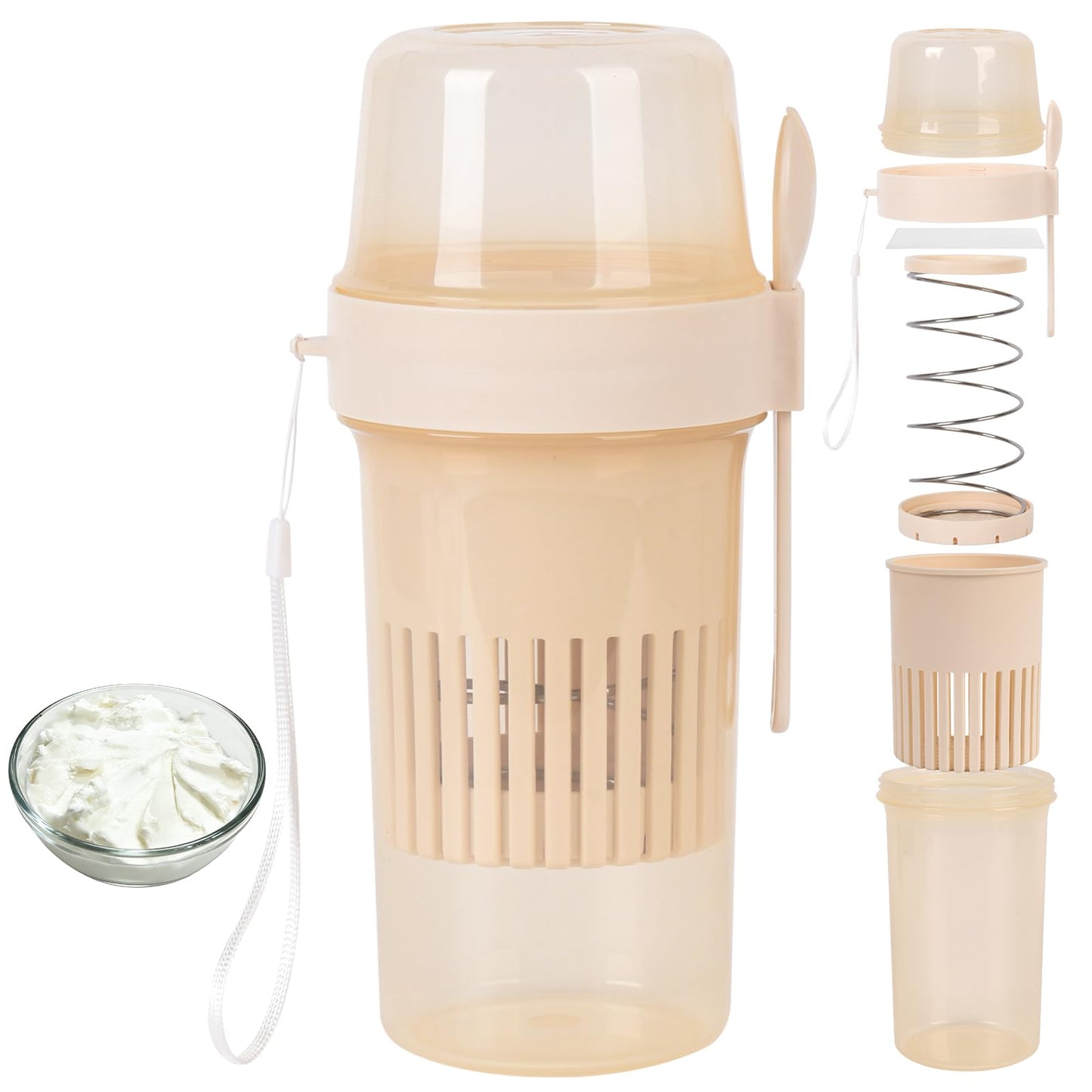 Greek Yogurt Strainer, 16.9 ounces Yogurt Cheese Maker with Containers & Fine Mesh Lid - Reusable Filter for Homemade Thick Greek Yogurt