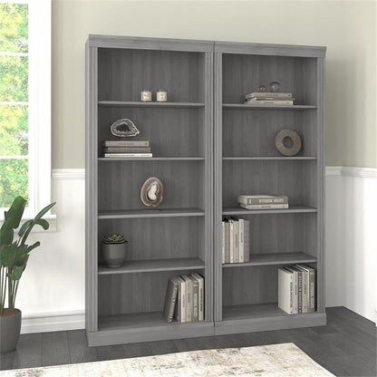 Bush Home Saratoga Tall 5 Shelf Bookcase - Set of 2 in Modern Gray