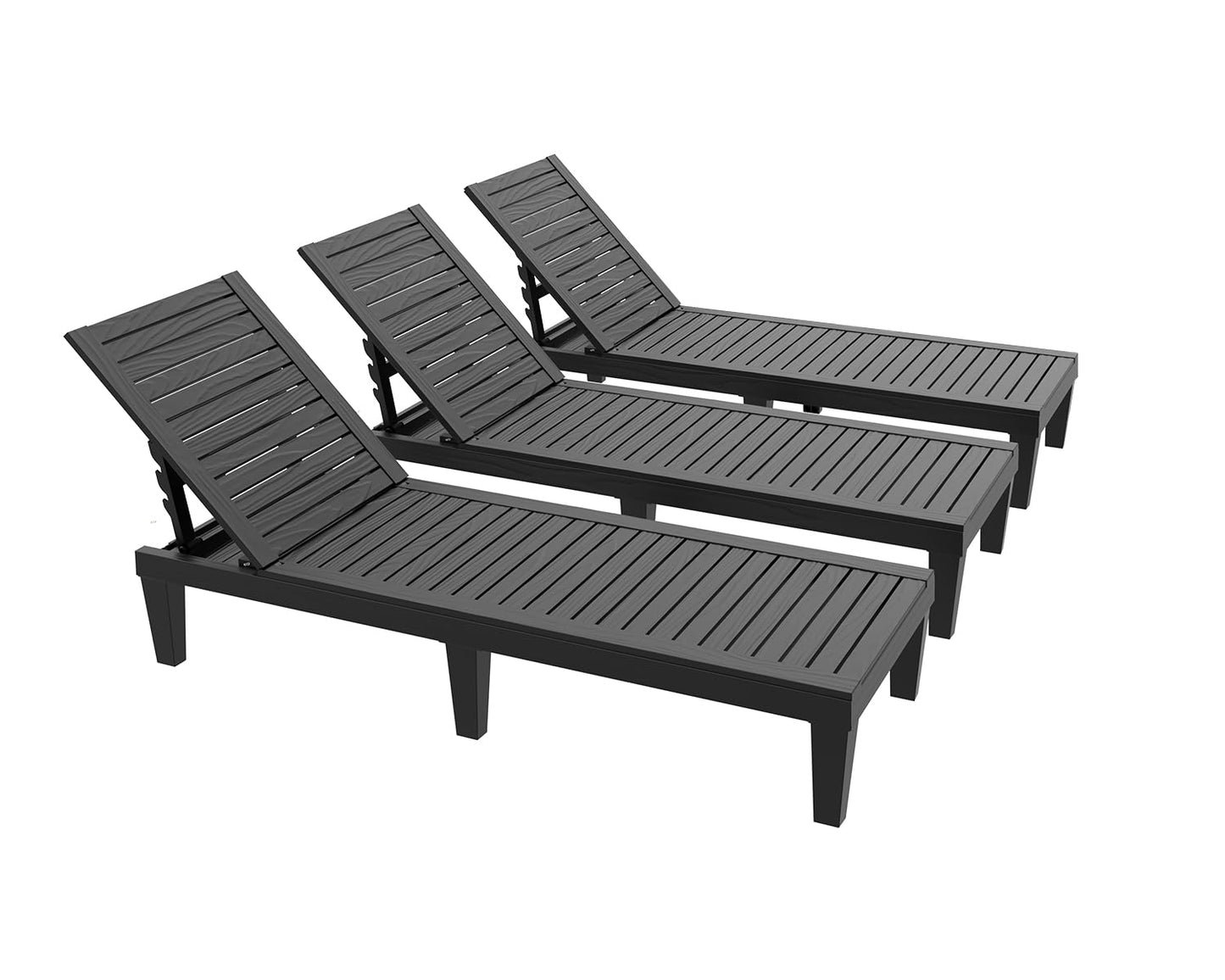 GGYI 3 Patio Lounge Chair,Resin Outdoor Chaise Lounge with Waterproof Design & Lightweight Frame,Premium Outdoor Lounge Chairs for Backyard, Poolside, Garden