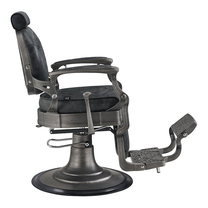 Dir Heavy Duty Barber Chair, Men's Grooming Barbershop Hydraulic Chair in Distressed Finish Kaiser II, Vintage Black