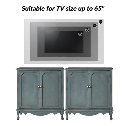HULALA HOME Antique Accent Cabinet with 2 Doors, Buffet Cabinet with Storage, 2 Shelves Sideboard for Kitchen, Living Room, Blue