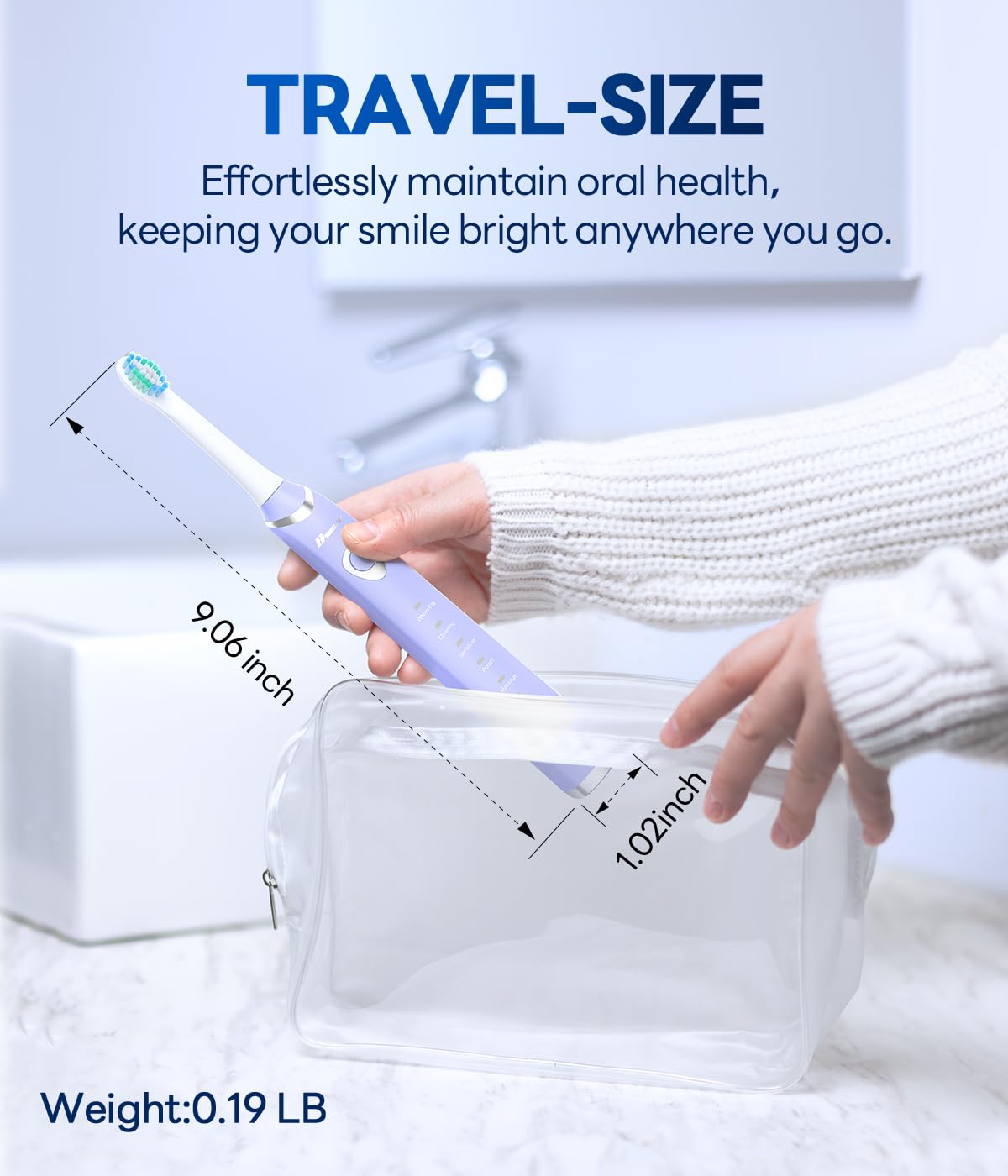 Bymore Electric Toothbrush for Adults,Travel Sonic Toothbrush with 8 Replacement Heads, Ultra Clean Rechargeable Toothbrush Portable One Charge for 330days 5 Modes 2mins Timer-Black