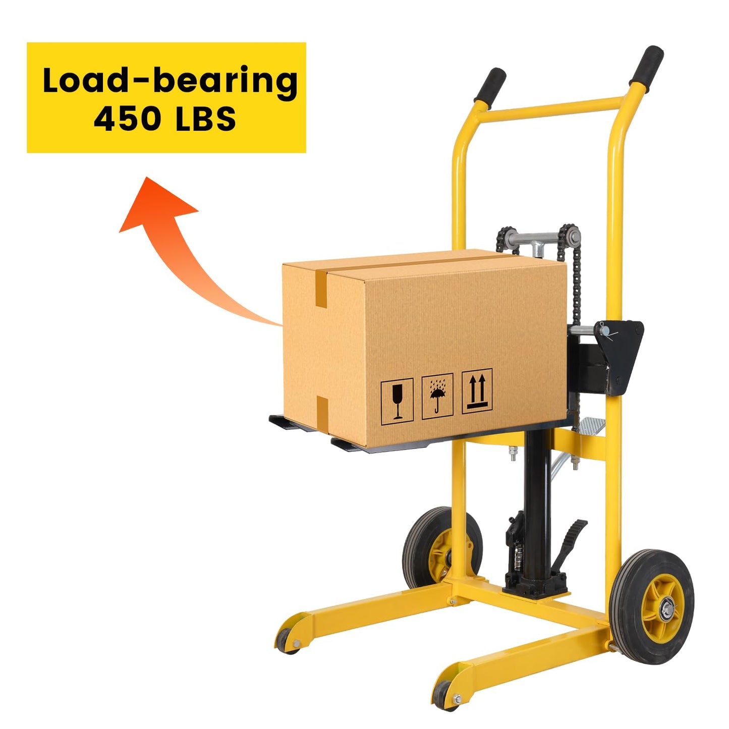 Doppy Hydraulic Material Lift, 450 Lbs Capacity Pallet Jack Table Cart, Pallet Truck Dolly Table Fork Lift, 35" Lift Height