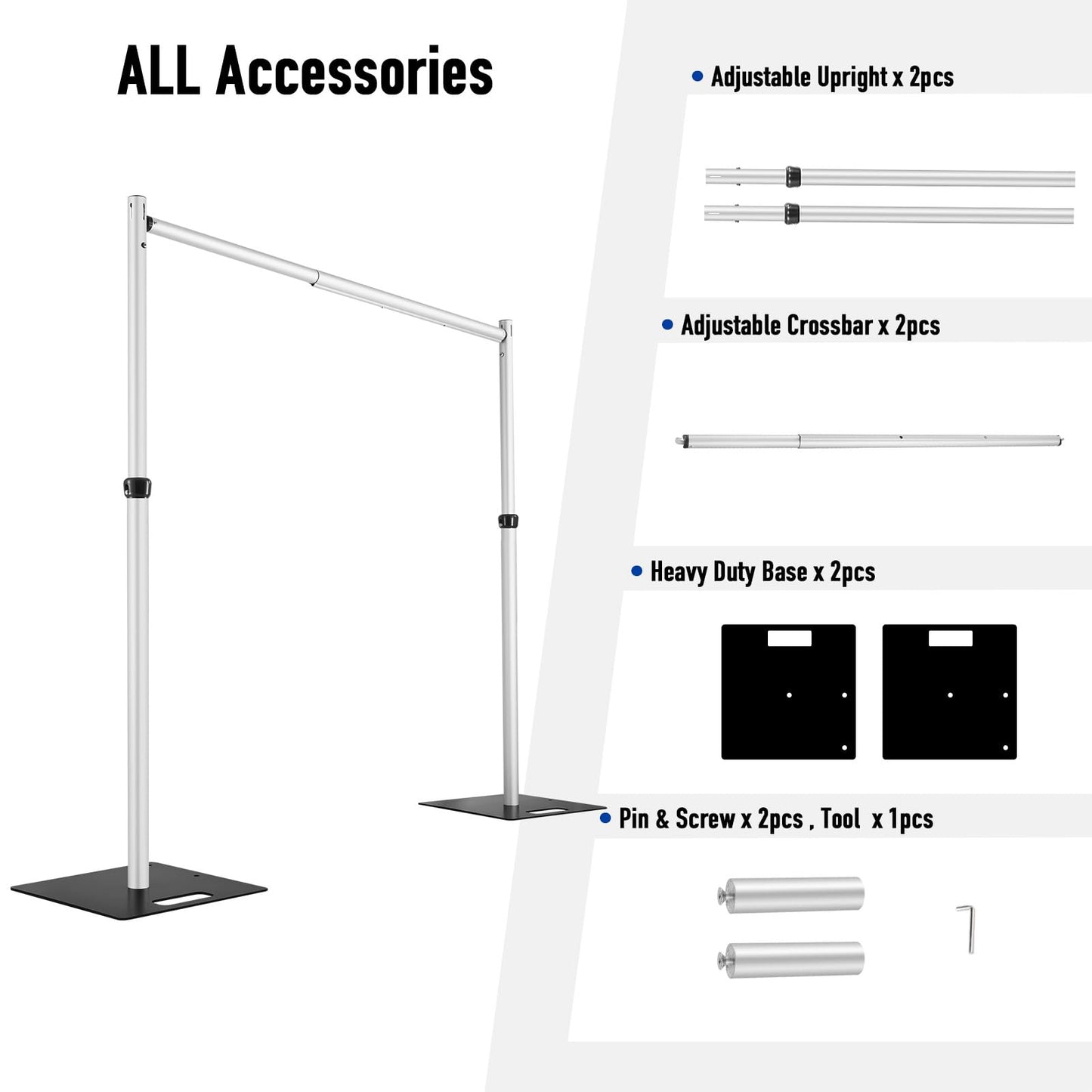 Heics 14x14ft Heavy Duty Backdrop Stand, Pipe and Drape Stand, Balloon Arch Stand, Banner Stand for Wedding Decor, Party Decorations, Baby Shower Backdrop, Sturdy Event Party Supplies