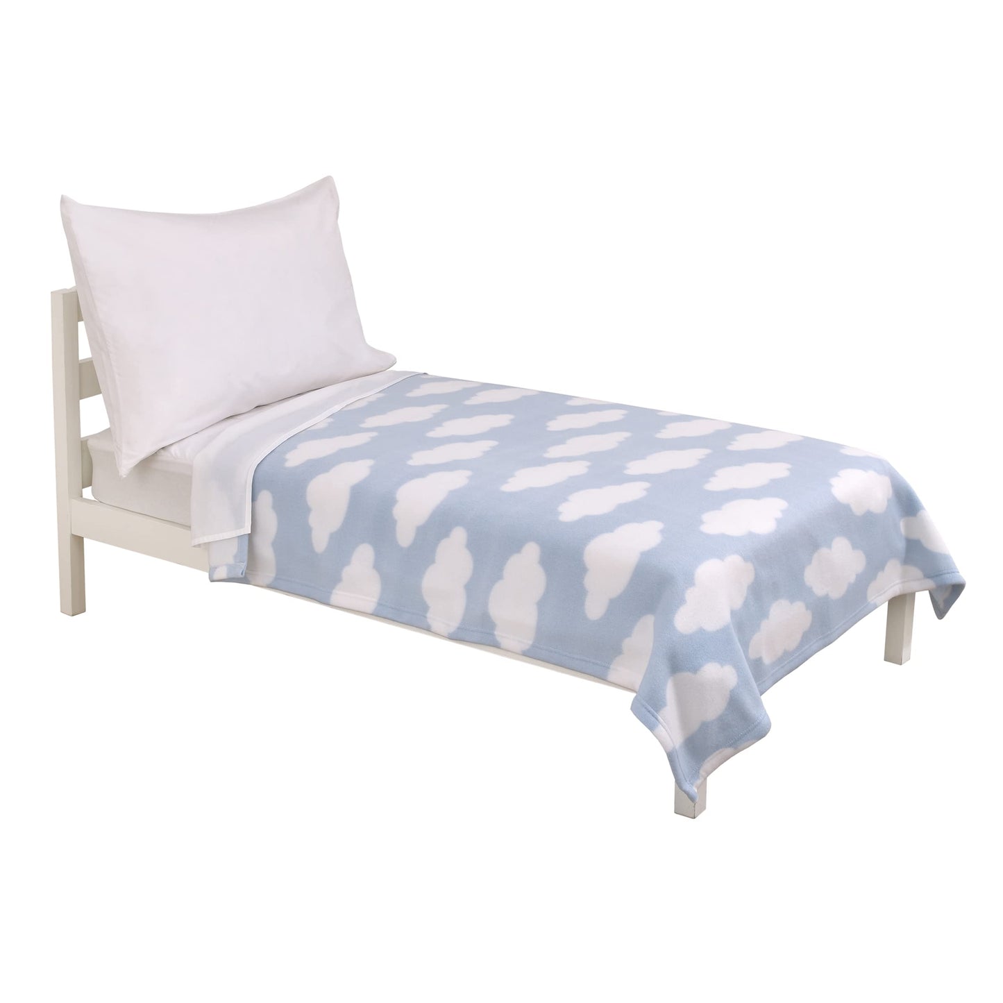 NoJo Everything Kids Light Blue and White Cloud Super Soft Toddler Blanket
