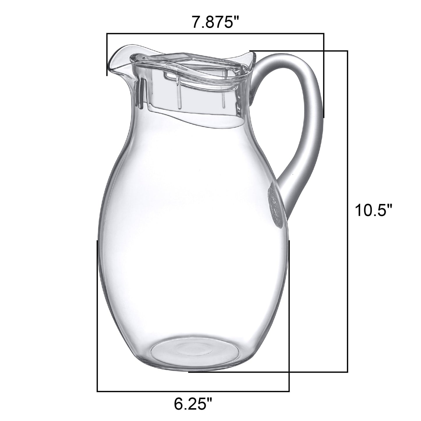 Amazing Abby - Bubbly Grand - Plastic Pitcher (96 oz, 3 Quart), Clear Water Pitcher with Lid, Fridge Jug, BPA-Free, Shatter-Proof, Great for Iced Tea, Sangria, Lemonade, Juice, Milk, and More