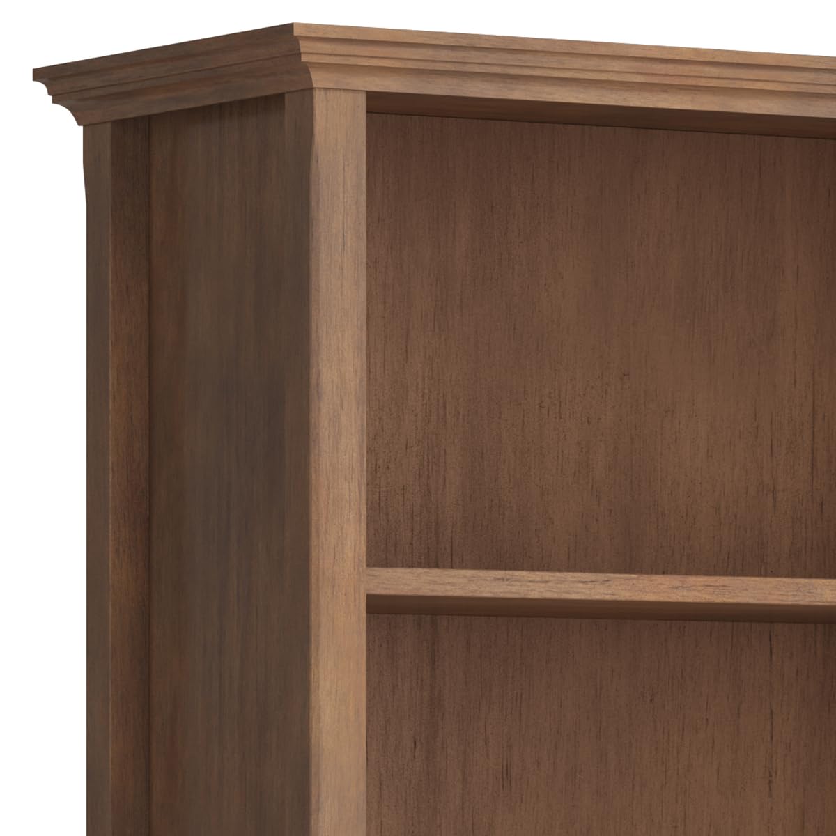 SIMPLIHOME Amherst Bookcase - 70 inch Tall 5-Shelf Solid Wood Bookshelf in Rustic Natural Aged Brown, Transitional Storage for Living Room, Study or Office with Adjustable Shelves and Tapered Legs