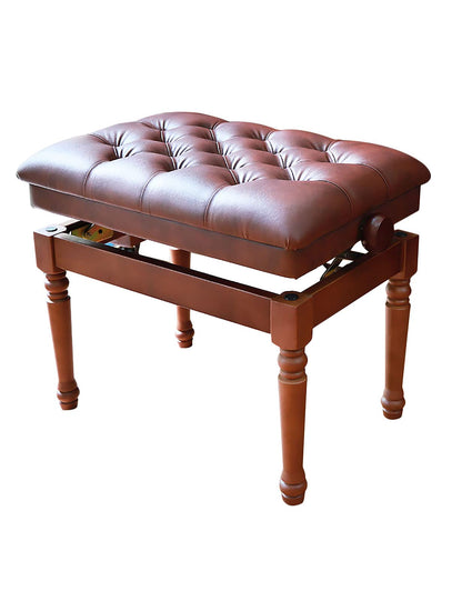 Sofa Bench Stool - Modern Leather Piano Bench for Keyboard Vanity | Walnut Finish, Adjustable Height | Stylish & Versatile Design for Home & Studio Use,Walnut