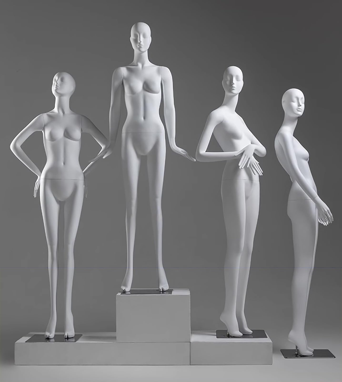 Tall Matte White Female Full Body Mannequin with Head - Detachable Dress Form for Retail Displays, Online Shops & Home Décor (Style6)