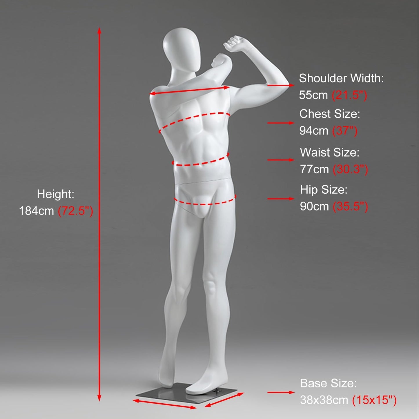 Realistic Golf Sports Mannequin Full Body Display, Detachable Male/Female Dress Form with Sturdy Metal Base for Retail Showcases and Apparel Display(Male One Size)
