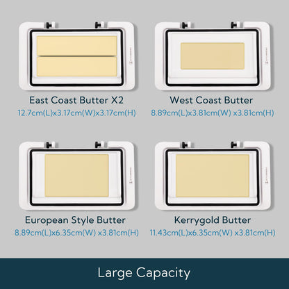 KITCHENDAO Airtight Flip-Top Butter Dish with Lid and Knife Spreader for Countertop and Refrigerator, Butter Keeper, Plastic Butter Holder Tray for 2 Sticks East Coast/ West Coast/ Kerrygold Butter