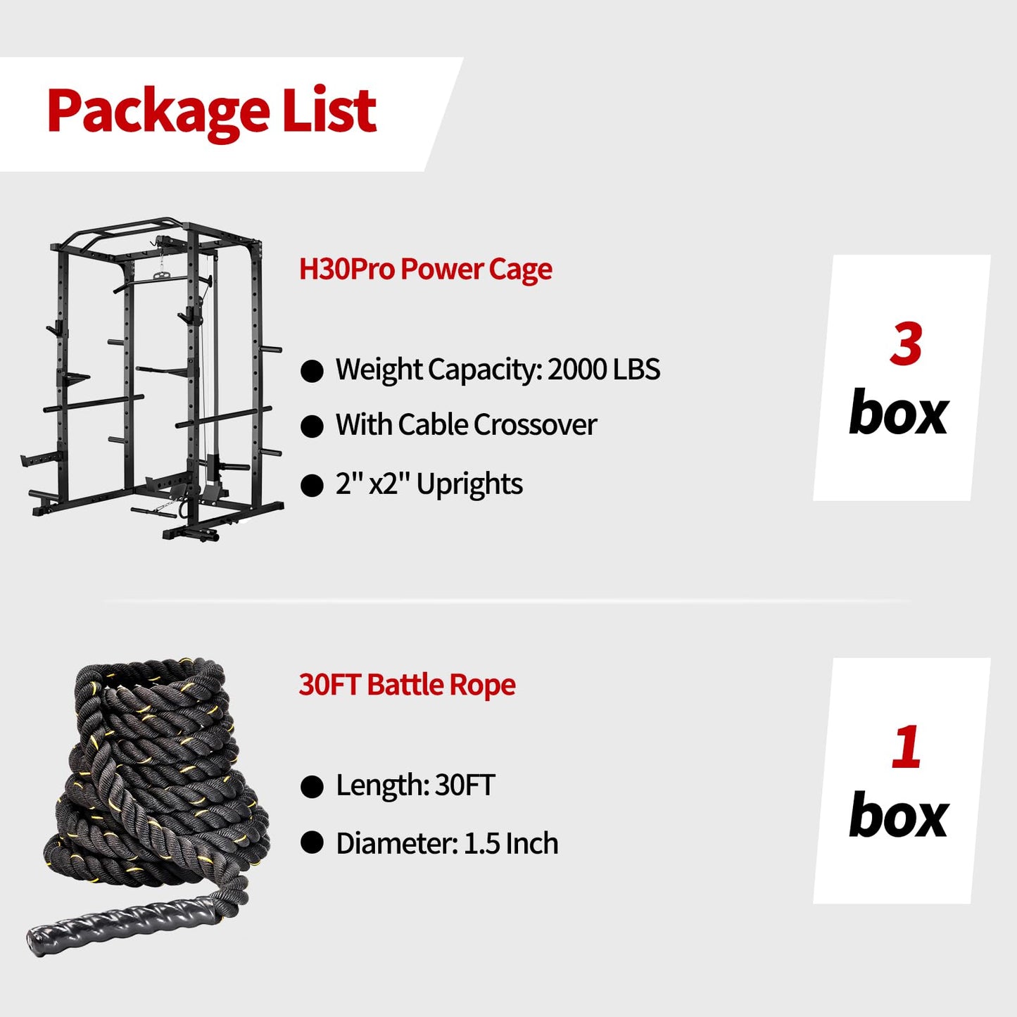 JEEKEE Power Rack with LAT Pulldown, 2000LBS Power Cage with Cable System, Multi-Function Squat Rack with J-Hooks, Safety Bars, Landmine, Pull Up Bar & Attachments for Home Gym Strength Training,Black