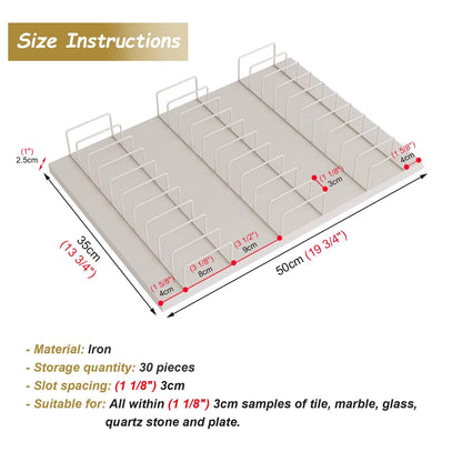 Beige Desktop Tile Sample Display Rack for Retail, Wooden Floor & Door Plate Storage Stand, Marble Slab Showcase Shelf for Exhibition Hall with 30 Card Slots
