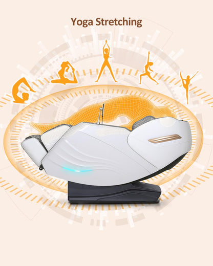 RELX 2026 Massage Chair Full Body, 20 Modes Zero Gravity SL-Track Shiatsu Massage Chair Built-in Heat System, Airbag Massage with Body Scan, Deep Yoga Stretch, Calfrest Extension and AI Control(White)