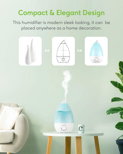 24dB Light,0.5 MegaWise Desktop Cool Mist Humidifiers for Bedroom, Ultrasonic Air Vaporize, Colorful Night Gal
