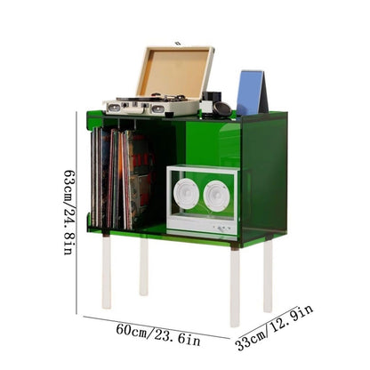 FURUIM2024M Record Rack Home Storage Rack Acrylic Vinyl Record Cabinet with Feet Side Table Magazine