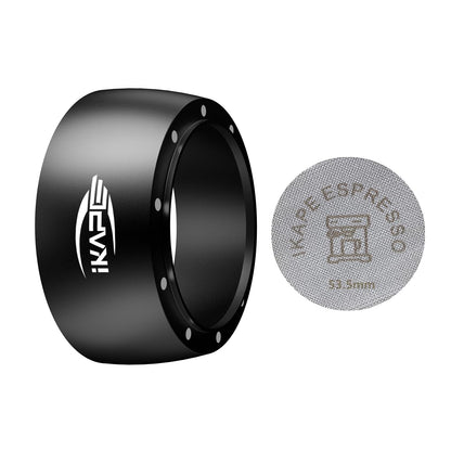 IKAPE Magnetic Dosing Funnel Set, 53MM Espresso Dosing Ring & Puck Screen Kit Compatible with Breville 54MM Bottomless Portafilter - with 8 Small Magnet (Black)