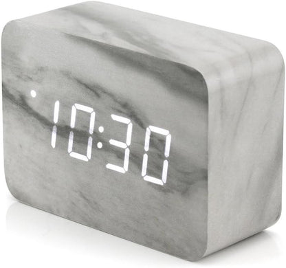 OCT17 Marble Pattern Alarm Clock, Multi-Function LED Digital Clock with USB Power Supply
