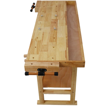 55-Inch Wood Workbench - Wooden Workbench for Garage Workshop and Home, with Clamps Set