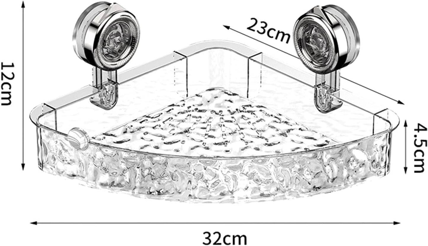 Suction Cup Shower Caddy, Clear Wall Bathroom Shower Organizer, Corner Caddy No Drilling for Kitchen Bathroom Hotel