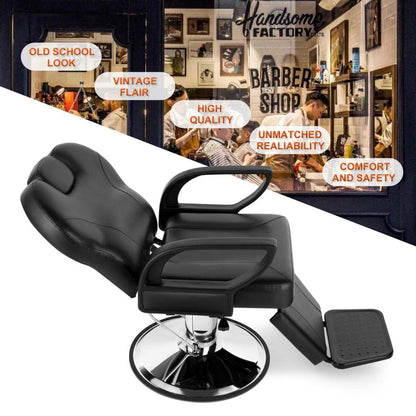 Artist hand Barber Chair for Salon, Reclining Barber Chair Heavy Duty Adjustable Height & Headrest, Barber Shop Chairs Wide Seat Comfort and Sturdy, Beauty Salon Chair for Hair Stylist for Home Black