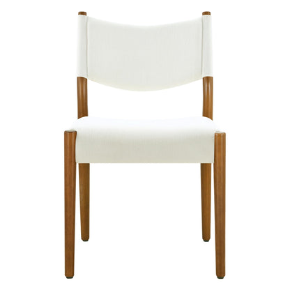 KISLOT Upholstered Dining Chairs Set of 4, Solid Wood Armless Kitchen Chairs with Soft Polyester Fabric, 18.9" Seat Height, Modern Dining Room Seating, 300 lbs Capacity, Linen