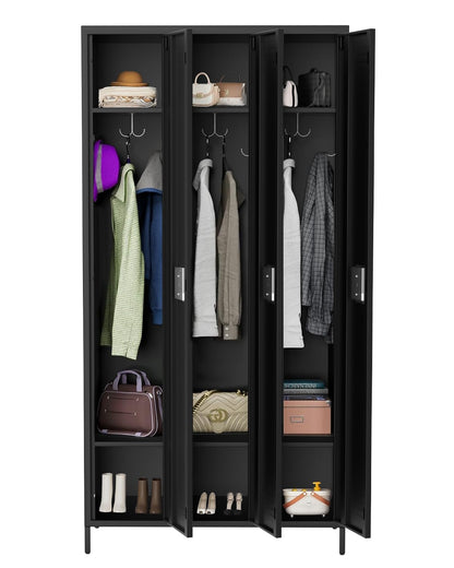 Hipicute 3 Doors Metal Locker with Lock, 72" Tall Steel Storage Locker Cabinet for Office Home Gym Bedroom, Employee Lockers with Hooks & 2 Shelves, Assembly Required