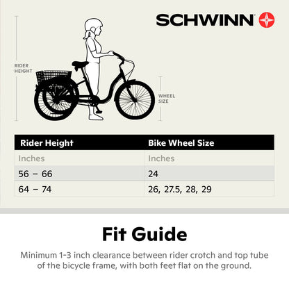 Schwinn Meridian Adult Tricycle, 26 Inch Bike for Women and Men, Single-Speed Adult Trike, Low Step-Through Frame, Springer Cruiser Seat, Upright Riding Position, Bike with Basket, Tricycle for Adults