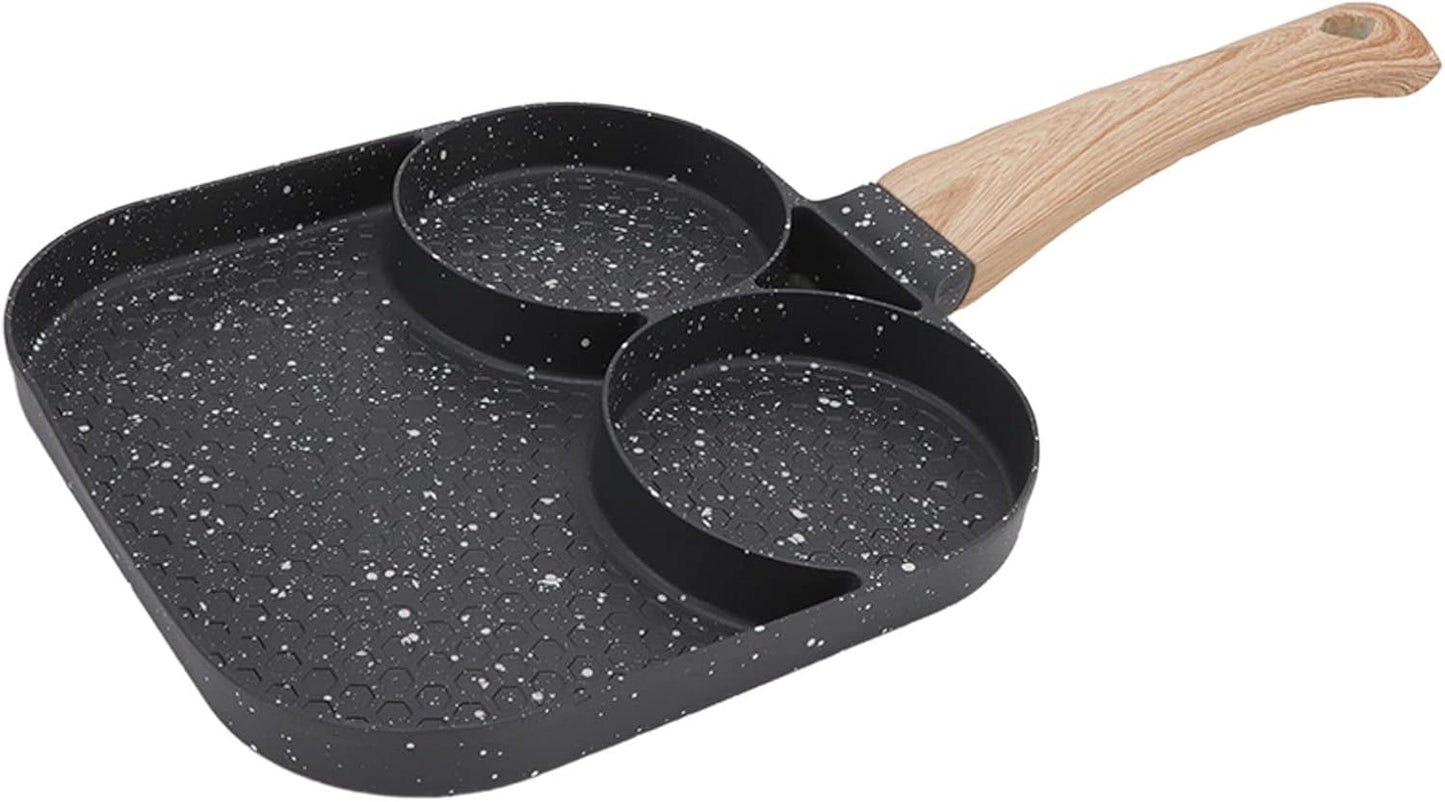 Nonstick Egg Frying Pan, 3 in 1 Breakfast Pan, Divided Grill Pan for Gas, Stovetops, Induction Cooker