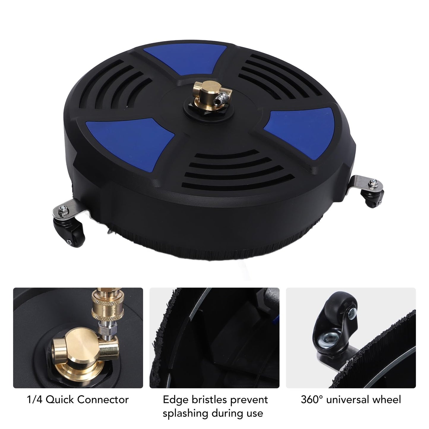 TRELVEX 16 Pressure Washer Surface Cleaner with 3 Wheels 4000psi Max Pressure 1 4 Connector Stainless Steel Driveway Power Washer Attachment for Concrete Patios Walkways Deck and Driveways