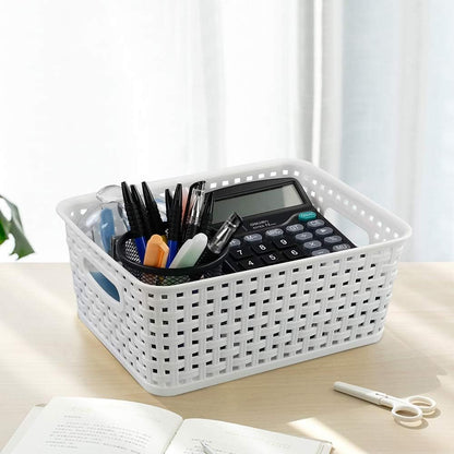 Farmoon 6 Packs White Plastic Organizing Basket - Small Pantry Storage Baskets