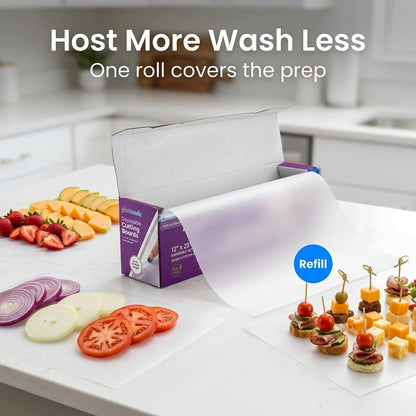 Plastimade Disposable Plastic Cutting Board | Easy To Use Flexible Cutting Board Sheets With Built In Sliding Cutter | For Thanksgiving Cooking Prep, Commercial, Traveling, Tailgating, Camping,