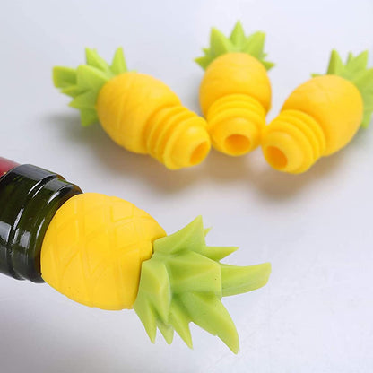 4Pcs Wine Stoppers for Bottles, Pineapple Silicone Caps, Reusable Wine Bottle Sealer, Funny Wine Stopper