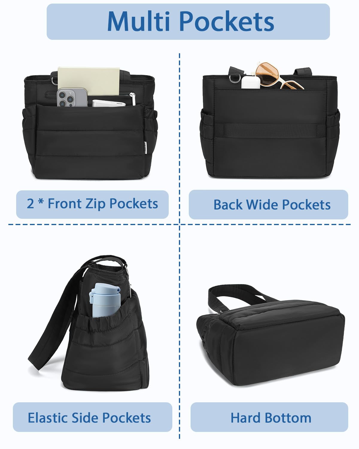 Lunch Box Tote Bag - Versatile Soft Insulated Lunchbox for Women - Lightweight Stylish Simple Lunch Pail Reusable Large Cooler Bag for Adults Work Office Camping Picnic Travel Outdoor Trips Black 10L